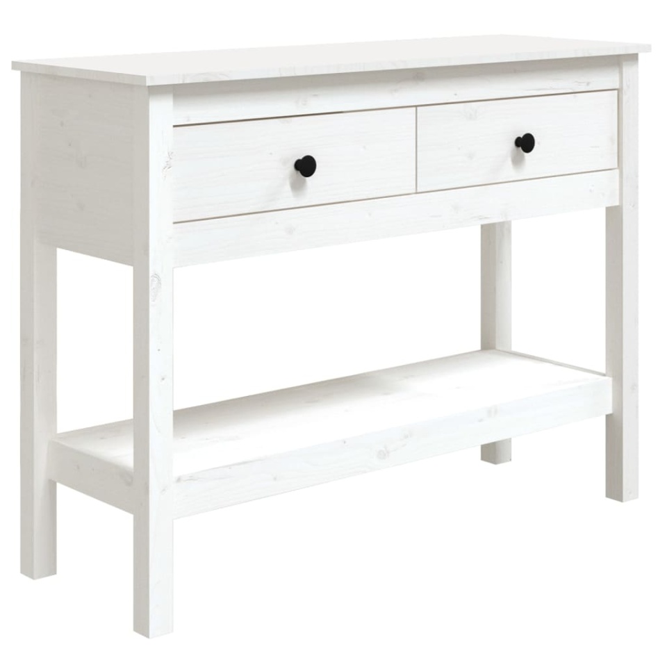 Masă consolă, alb, 100x35x75 cm, lemn masiv de pin - 1 | YEO