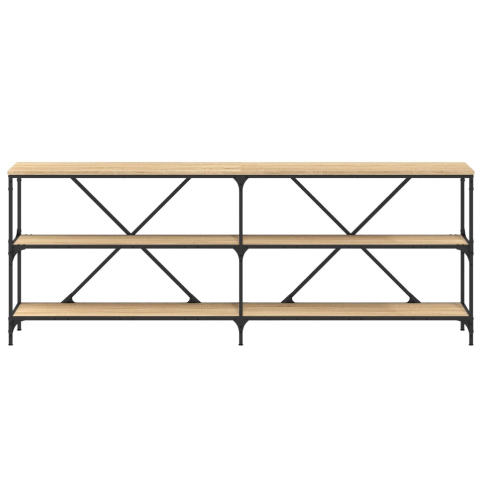 Masă consolă stejar sonoma 200x30x75 cm lemn prelucrat și fier - 3 | YEO