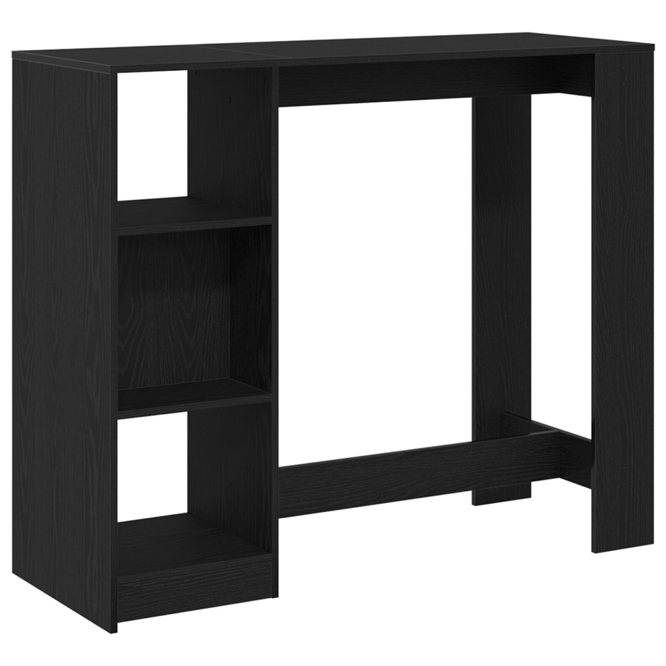 masa de bar cu raft Negru Stejar 102,5x46x103,5 cm Lemn stratificat - 1 | YEO