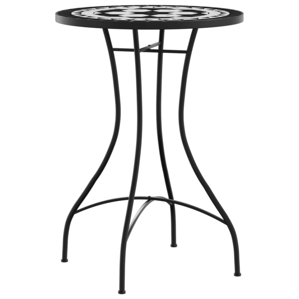 Masă de bistro cu mozaic, negru și alb, fier și ceramică - 2 | YEO