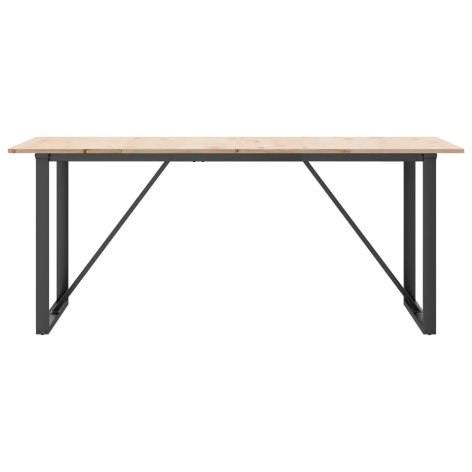 Masă de bucătărie, cadru O, 180x90x75cm lemn masiv pin și fontă - 3 | YEO