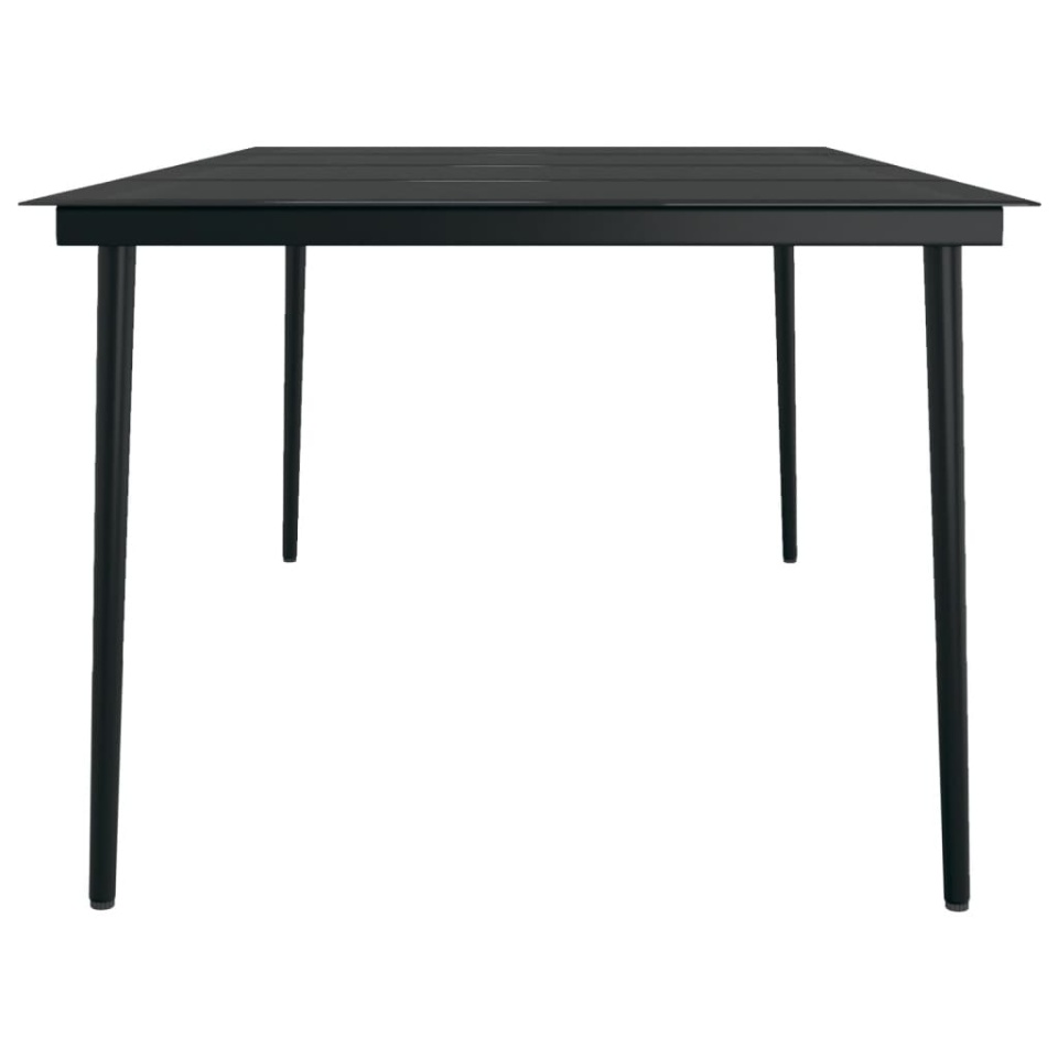 Masă de bucătărie de grădină, negru, 200x100x74 cm, oțel/sticlă - 3 | YEO