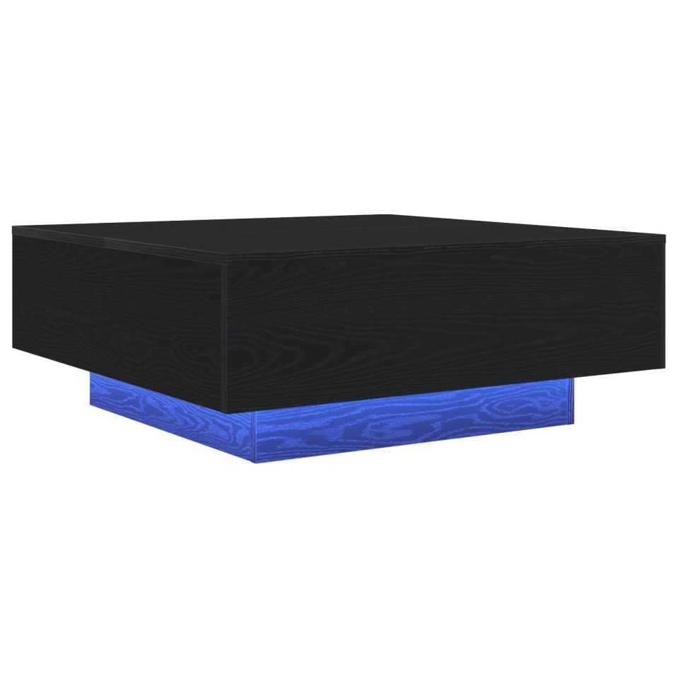 Masă de cafea cu lumini LED Stejar negru 80x80x31 cm - 1 | YEO