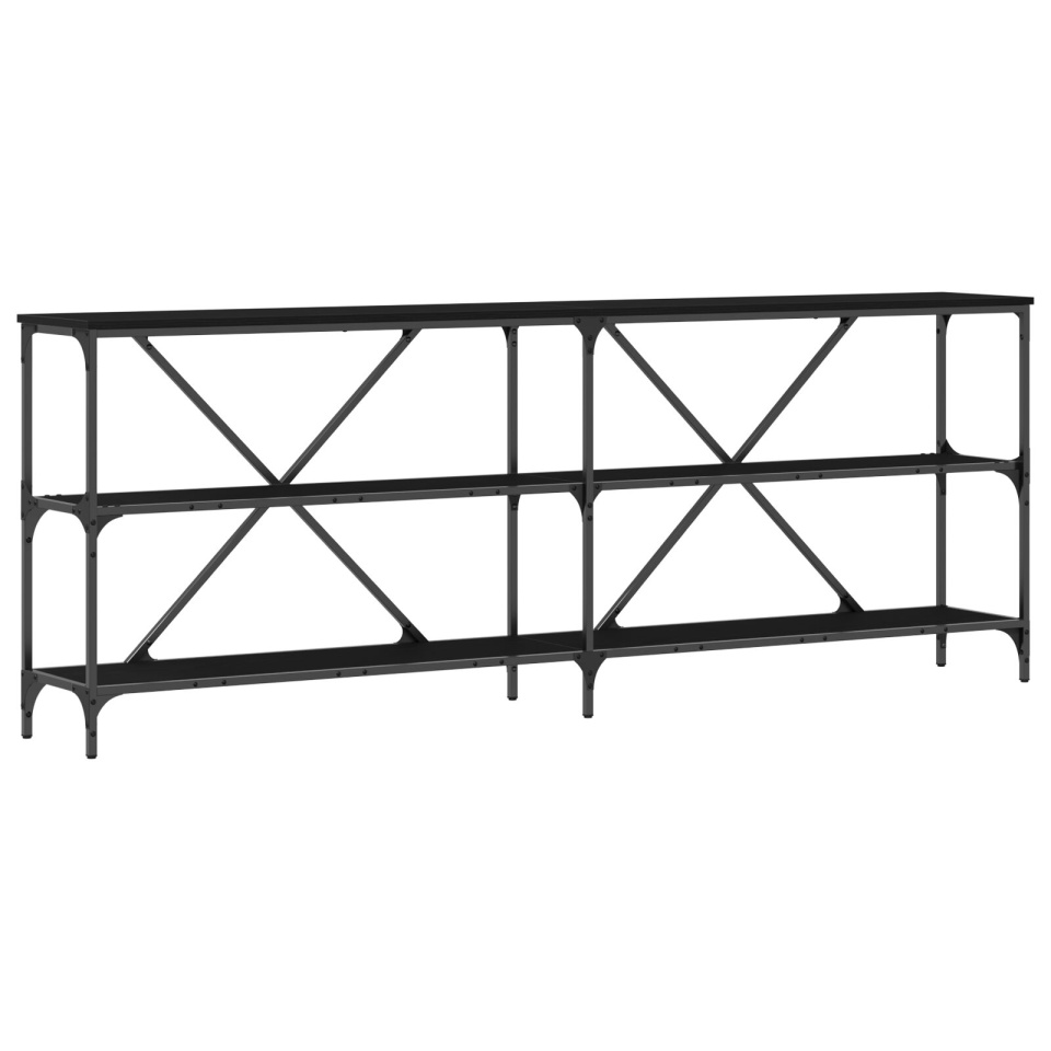 Masă de console Negru Stejar 200x30x75 cm Lemn compus și Oțel - 1 | YEO
