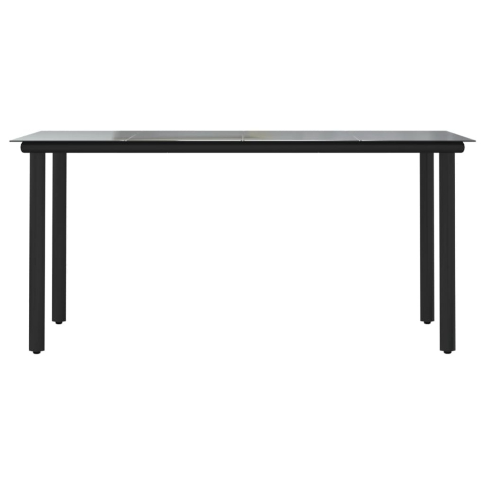 Masă de grădină, negru, 160x80x74 cm, oțel & sticlă securizată - 2 | YEO