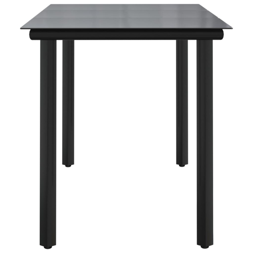 Masă de grădină, negru, 200x100x74 cm, oțel & sticlă securizată - 3 | YEO
