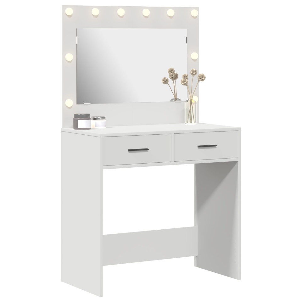Masă de toaletă cu lumini LED Alb 78,5x41x135 cm - 2 | YEO