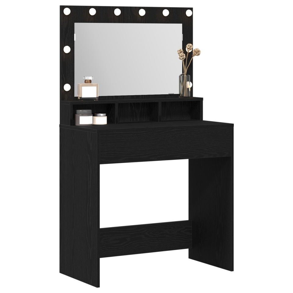 Masă de toaletă cu lumini LED, Stejar negru, 79x41x135 cm - 2 | YEO