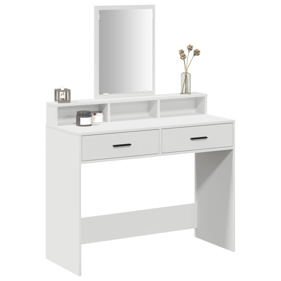 Masă de toaletă cu sertare Alb 100x41x140 cm - 2 | YEO