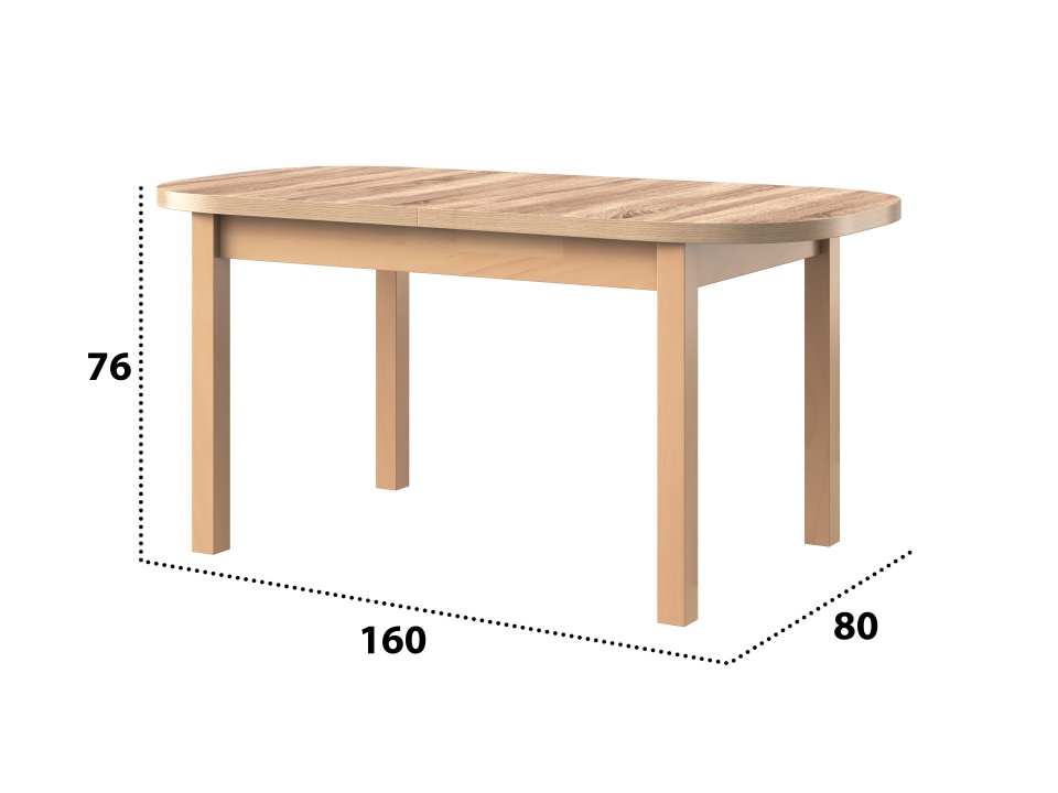 Masa extensibila 160x200 cm mb-12 venus1, sonoma, lemn masiv de fag si pal - 1 | YEO