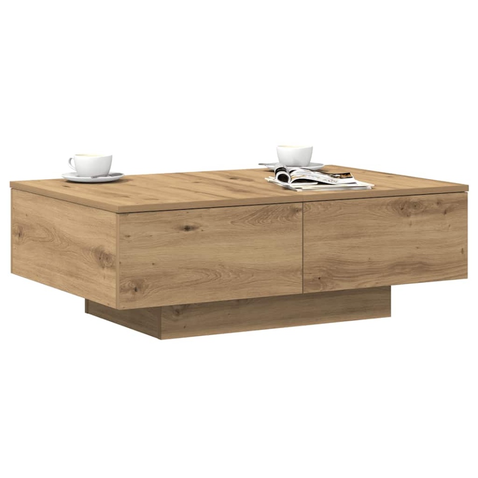 Măsuță cafea, stejar artizanal, 90x60x31 cm, lemn prelucrat - 2 | YEO