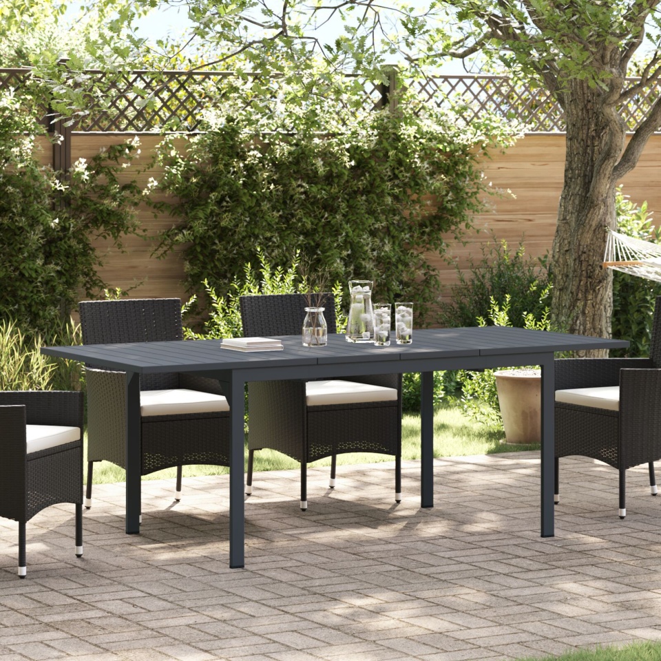 Mese Extensibile 2 pcs Gri Închis 210x90x73 cm Oțel, Masă de Grădină Extensibilă Gri Închis (140-210)x90x73 cm Oțel