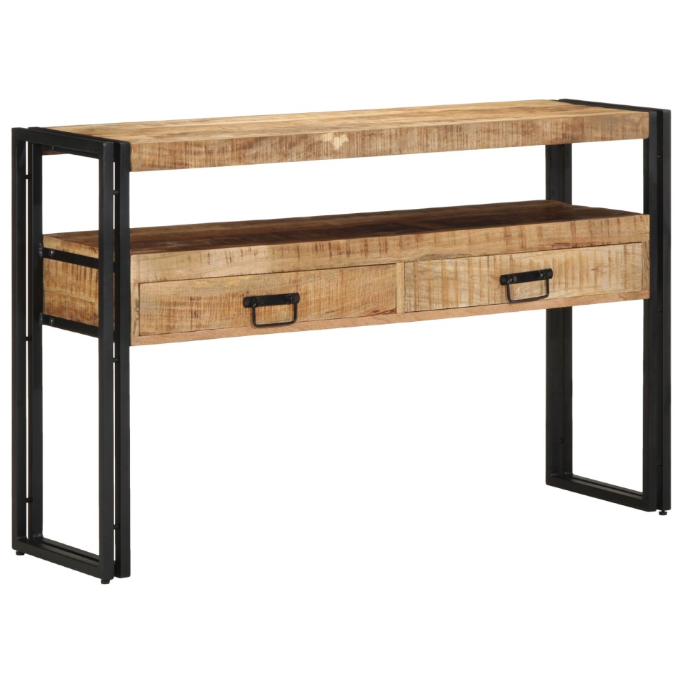 Mese laterale Negre 120x33x75 cm din lemn solid de mango și metal - 3 | YEO