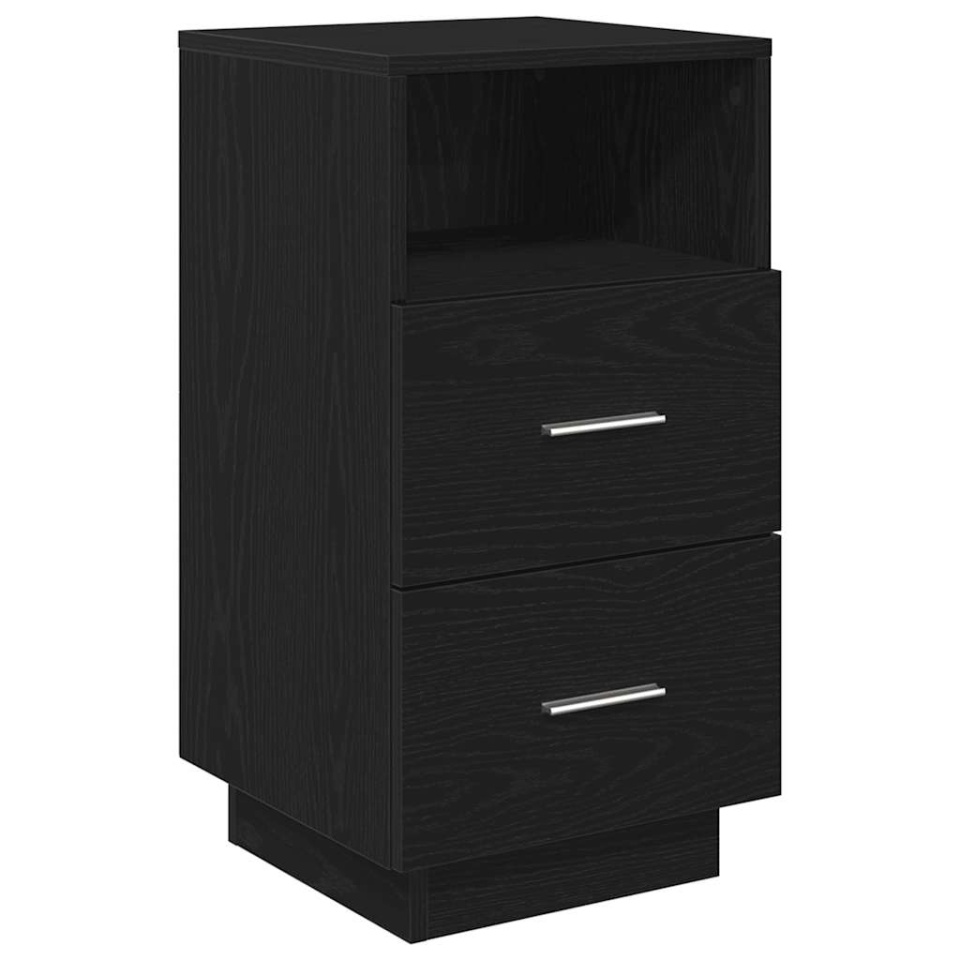 Noptiere 2 buc cu 2 sertare Negru 36x36x68 cm - 4 | YEO