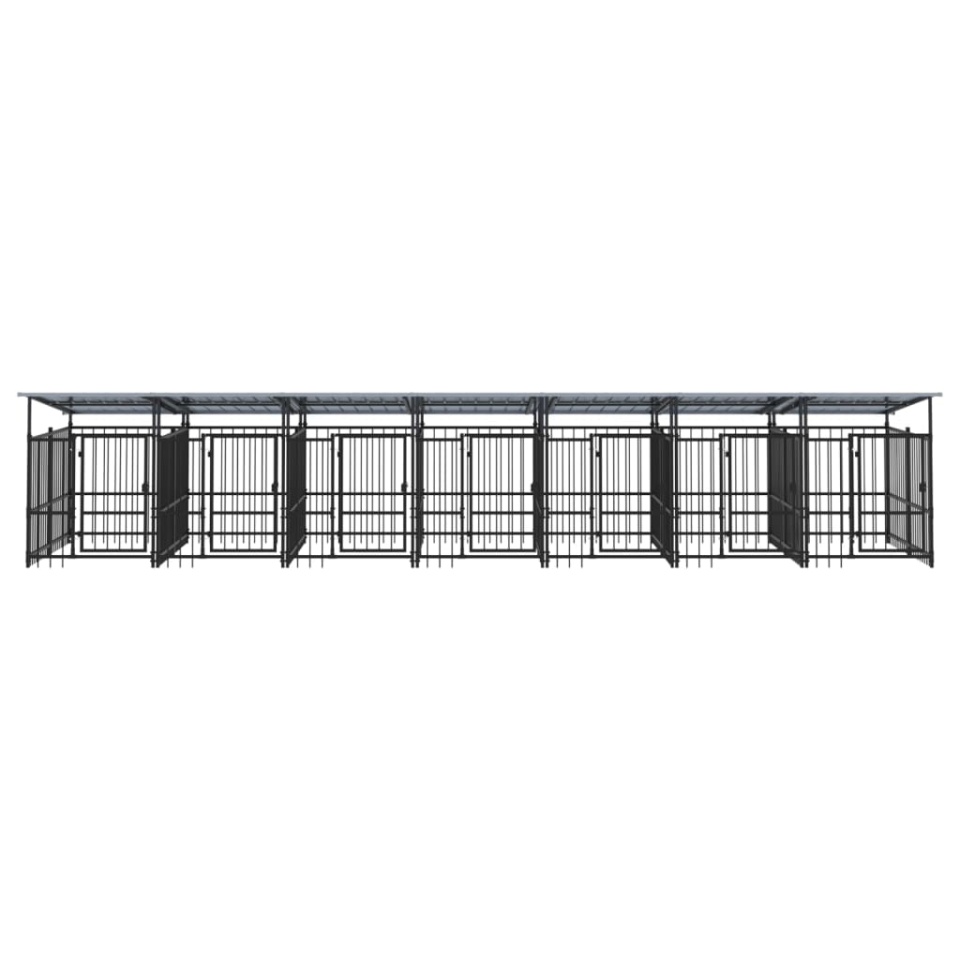 Padoc pentru câini de exterior cu acoperiș, 13,14 m², oțel - 2 | YEO