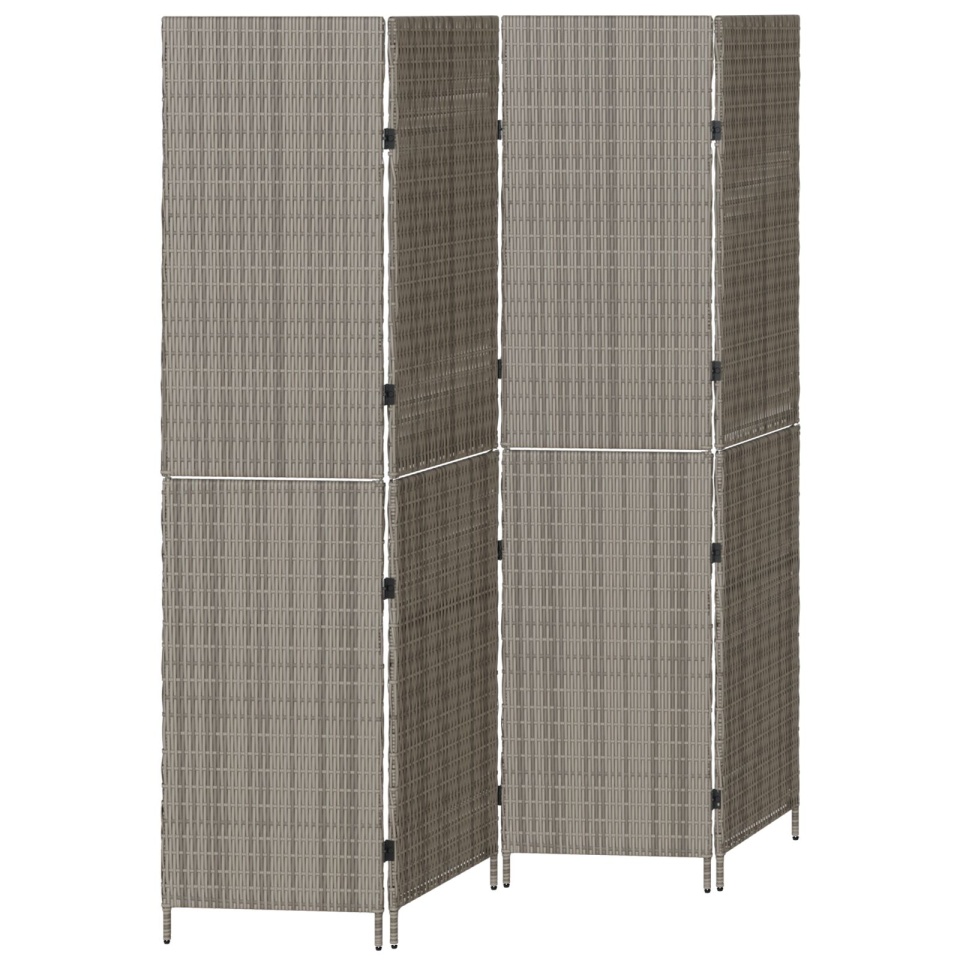 Partitionare 4 Panouri Pliabil Gri 195x180 cm Poliratan - 1 | YEO