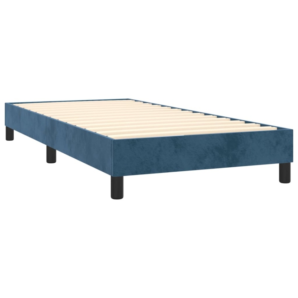 Pat box spring cu saltea, albastru închis, 90x200 cm, catifea - 3 | YEO