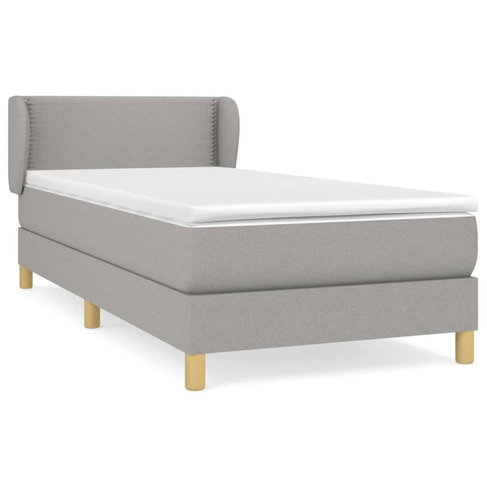 Pat box spring cu saltea, gri deschis, 100x200 cm, textil - 1 | YEO