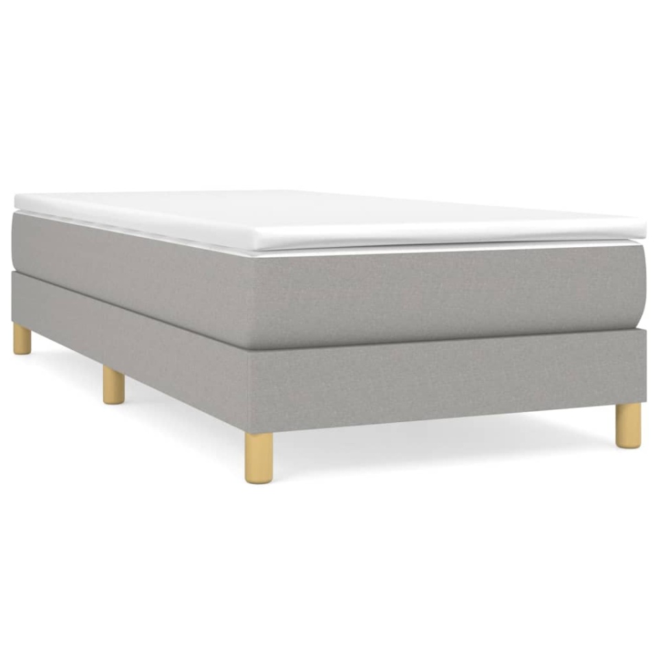 Pat box spring cu saltea, gri deschis, 80x200 cm, textil - 1 | YEO