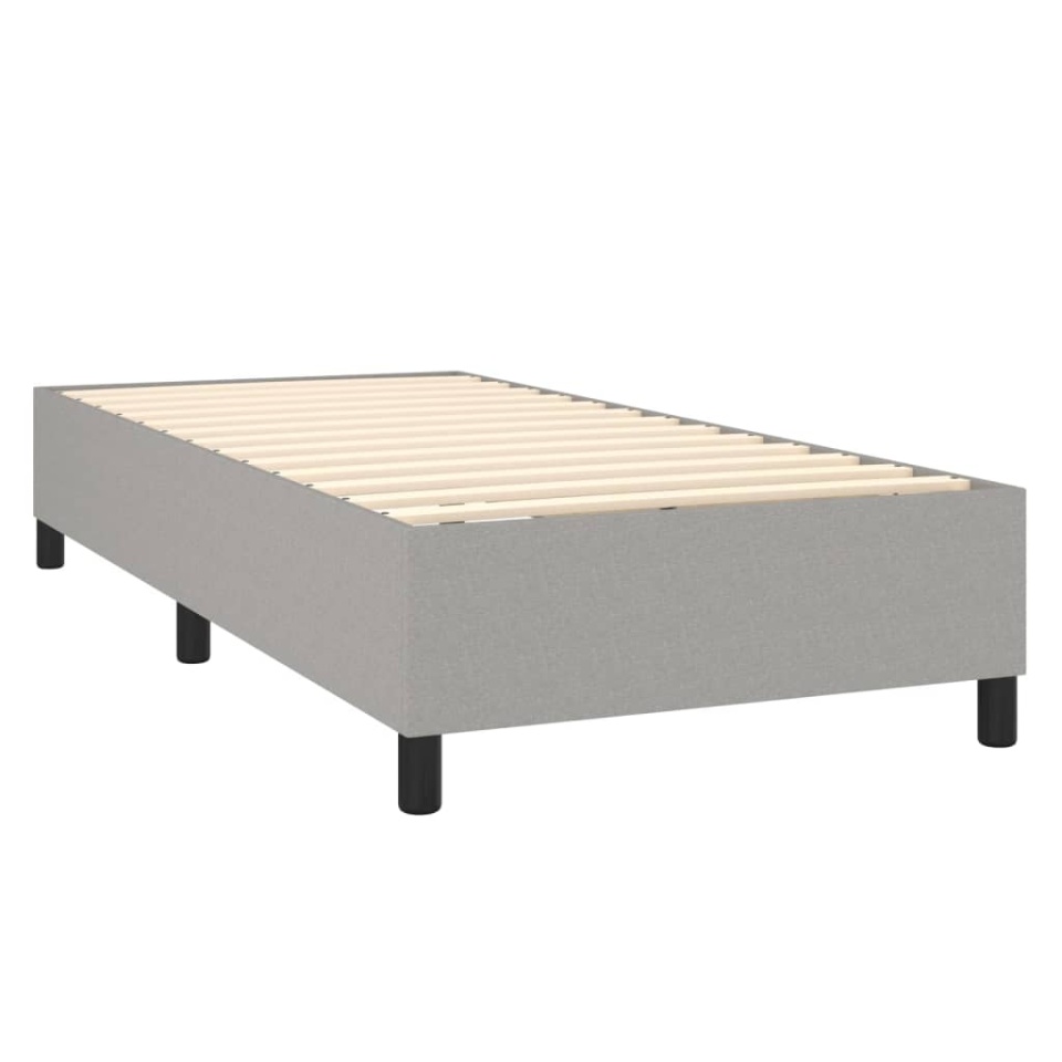 Pat box spring cu saltea, gri deschis, 90x190 cm, textil - 3 | YEO