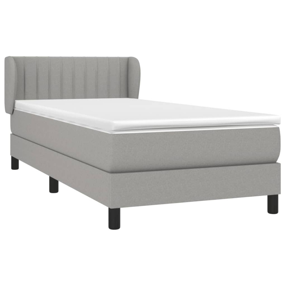 Pat box spring cu saltea, gri deschis, 90x190 cm, textil - 2 | YEO