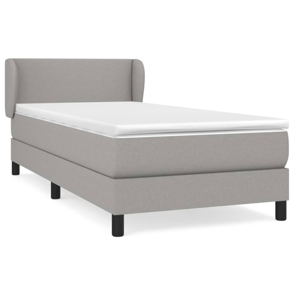 Pat box spring cu saltea, gri deschis, 90x200 cm, textil - 1 | YEO