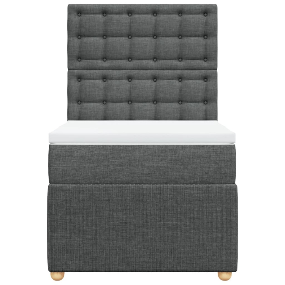Pat box spring cu saltea, gri închis, 100x200 cm, textil - 3 | YEO