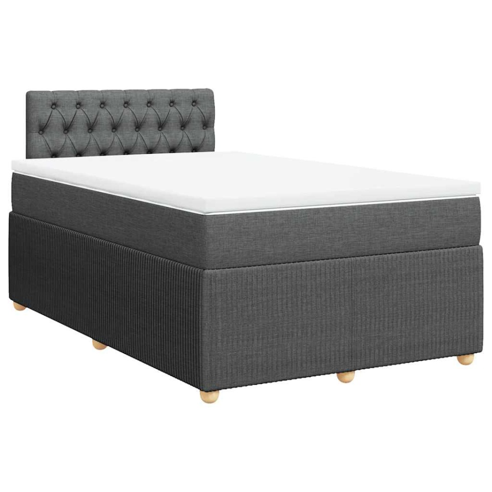 Pat box spring cu saltea, gri închis, 120x190 cm, textil - 2 | YEO
