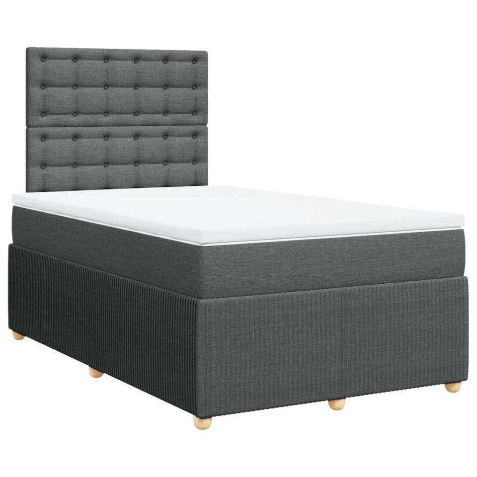 Pat box spring cu saltea, gri închis, 120x200 cm, textil - 2 | YEO