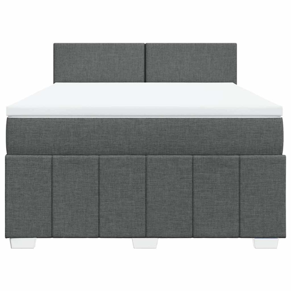 Pat box spring cu saltea, gri închis, 140x190 cm, textil - 3 | YEO