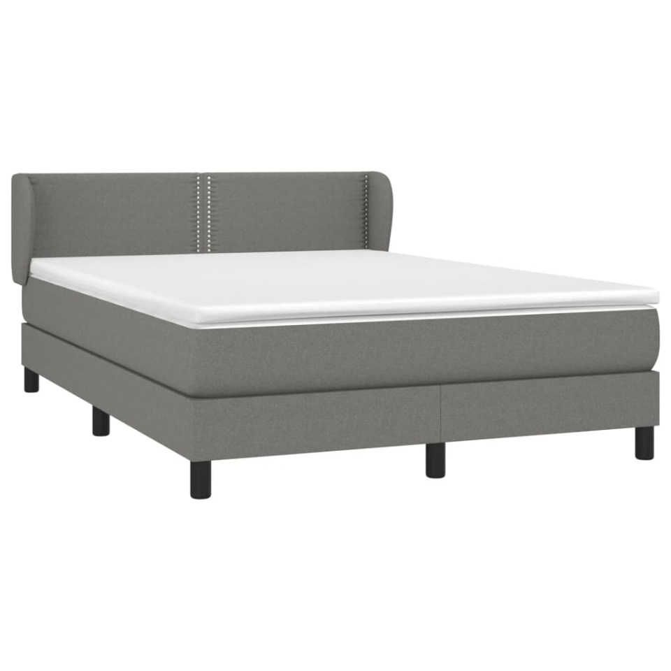 Pat box spring cu saltea gri închis 140x200 cm, material textil - 2 | YEO