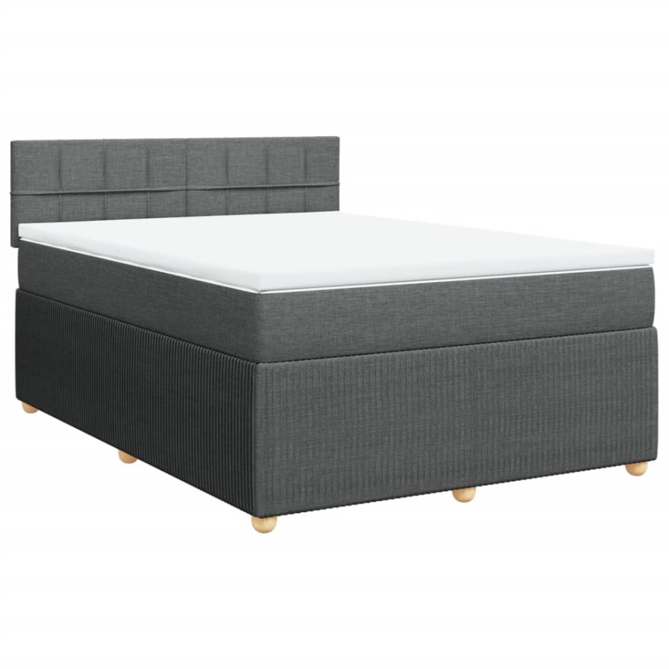 Pat box spring cu saltea, gri închis, 140x200 cm, textil - 2 | YEO