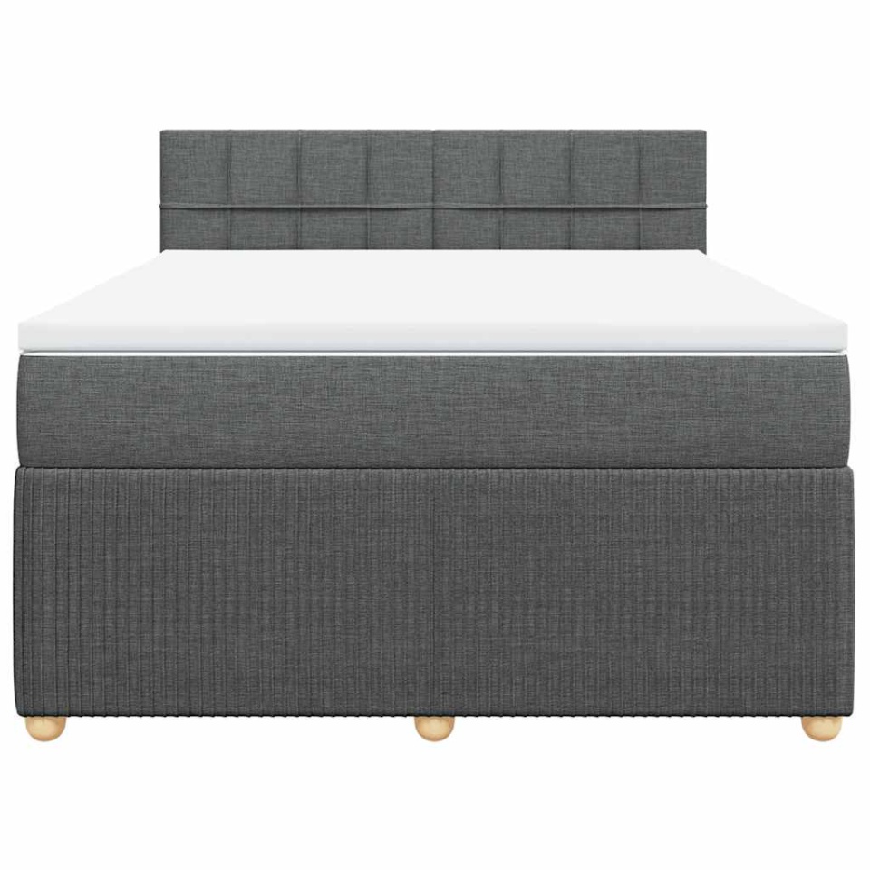 Pat box spring cu saltea, gri închis, 140x200 cm, textil - 3 | YEO