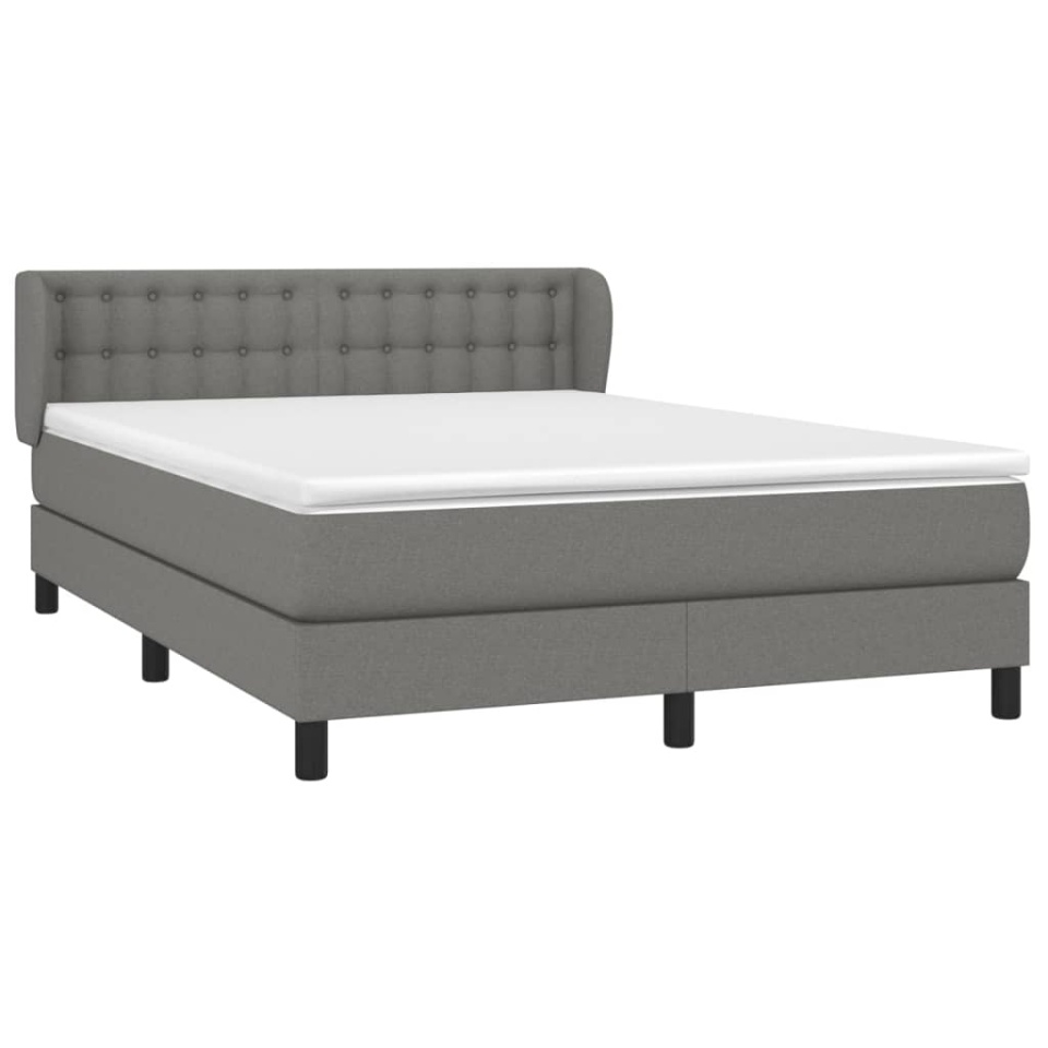 Pat box spring cu saltea, gri închis, 140x200 cm, textil - 2 | YEO