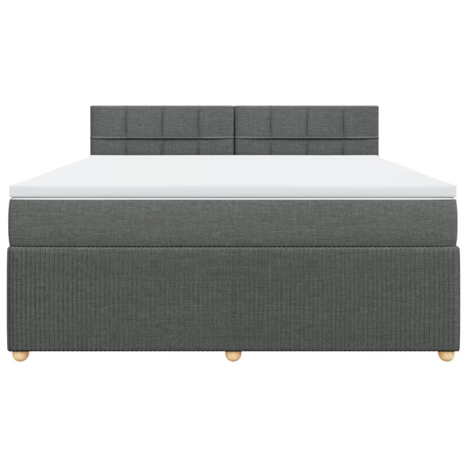 Pat box spring cu saltea, gri închis, 180x200 cm, textil - 3 | YEO
