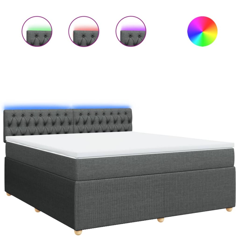 Pat box spring cu saltea, gri închis, 180x200 cm, textil - 1 | YEO