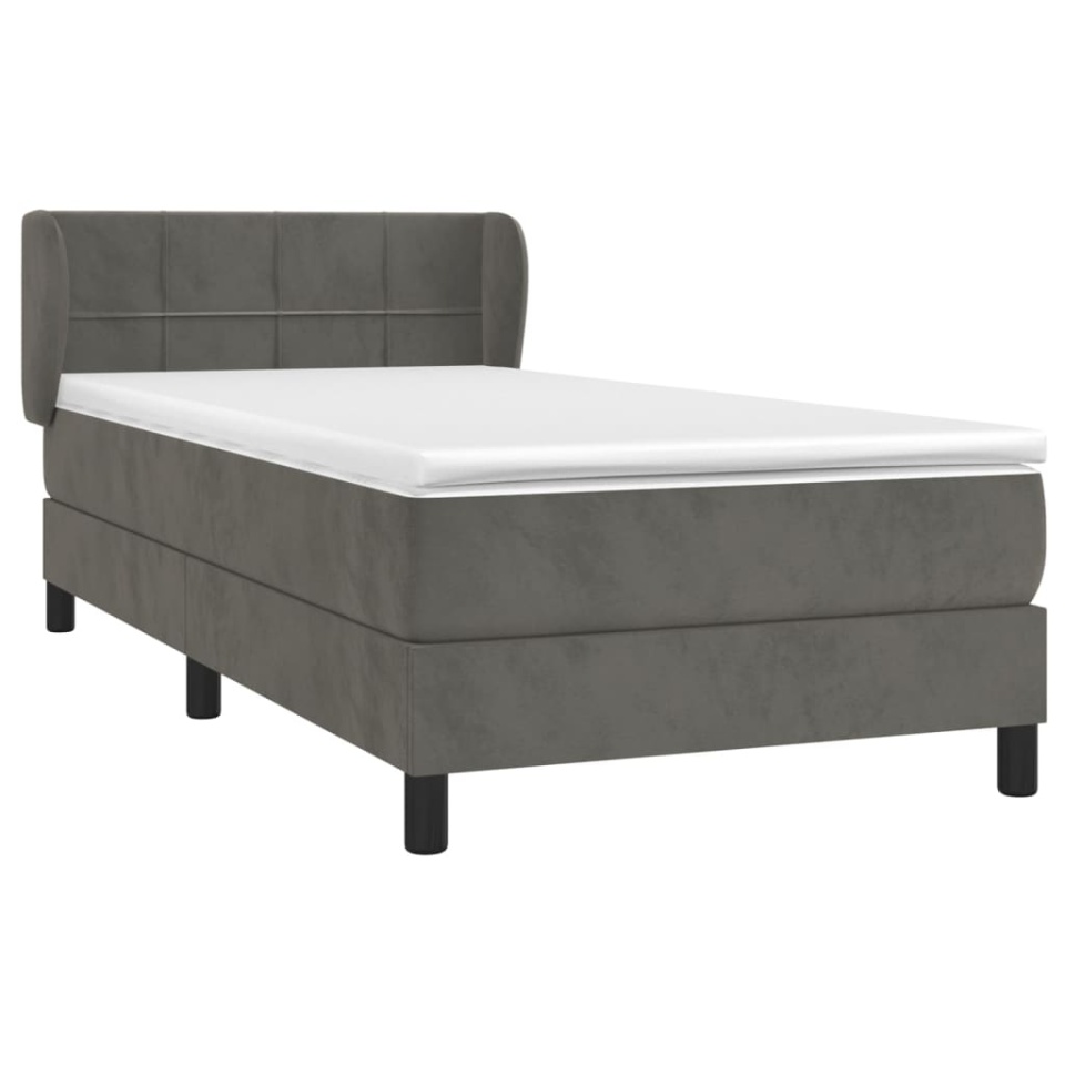 Pat box spring cu saltea, gri închis, 80x200 cm, catifea - 2 | YEO