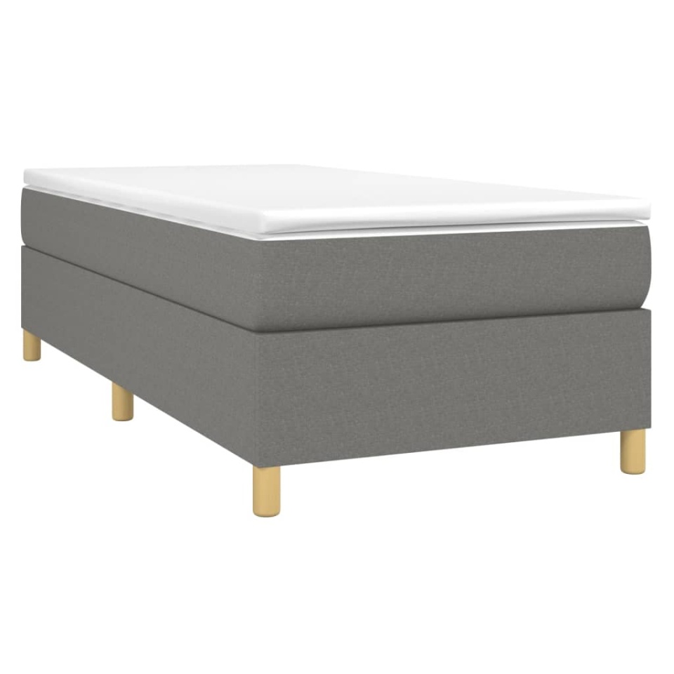 Pat box spring cu saltea, gri închis, 90x190 cm, textil - 2 | YEO