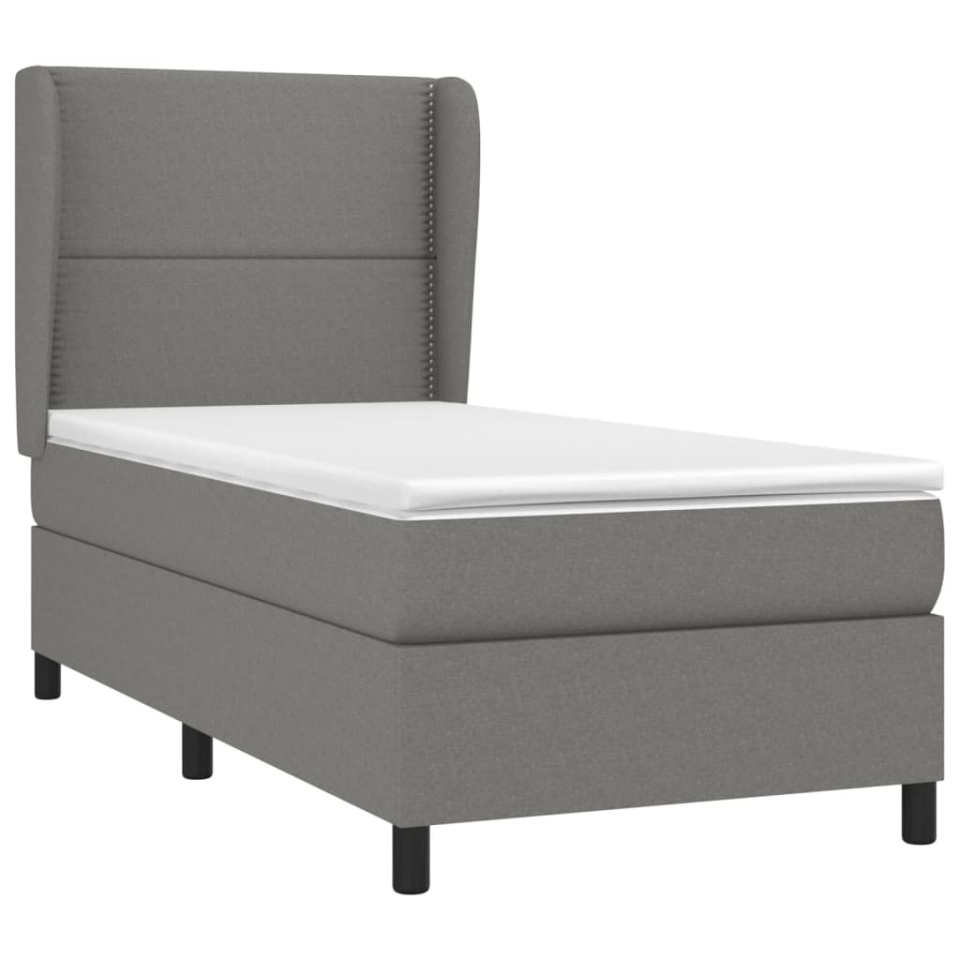 Pat box spring cu saltea, gri închis, 90x190 cm, textil - 2 | YEO