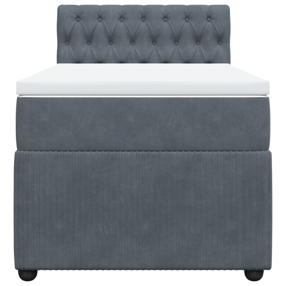 Pat box spring cu saltea, gri închis, 90x200 cm, catifea - 3 | YEO