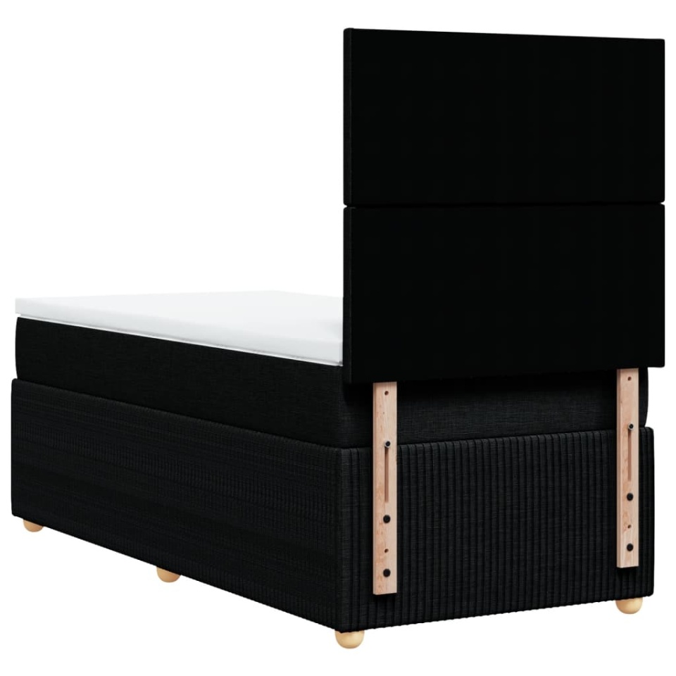 Pat box spring cu saltea, negru, 100x200 cm, textil - 4 | YEO