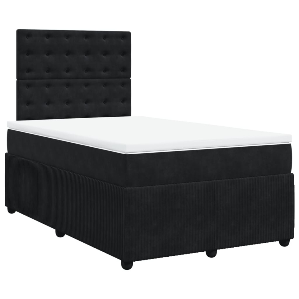 Pat box spring cu saltea, negru, 120x200 cm, catifea - 2 | YEO