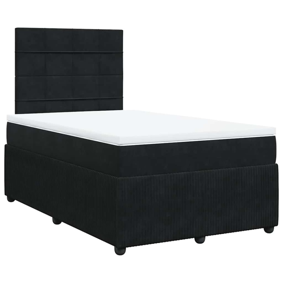 Pat box spring cu saltea, negru, 120x200 cm, catifea - 2 | YEO