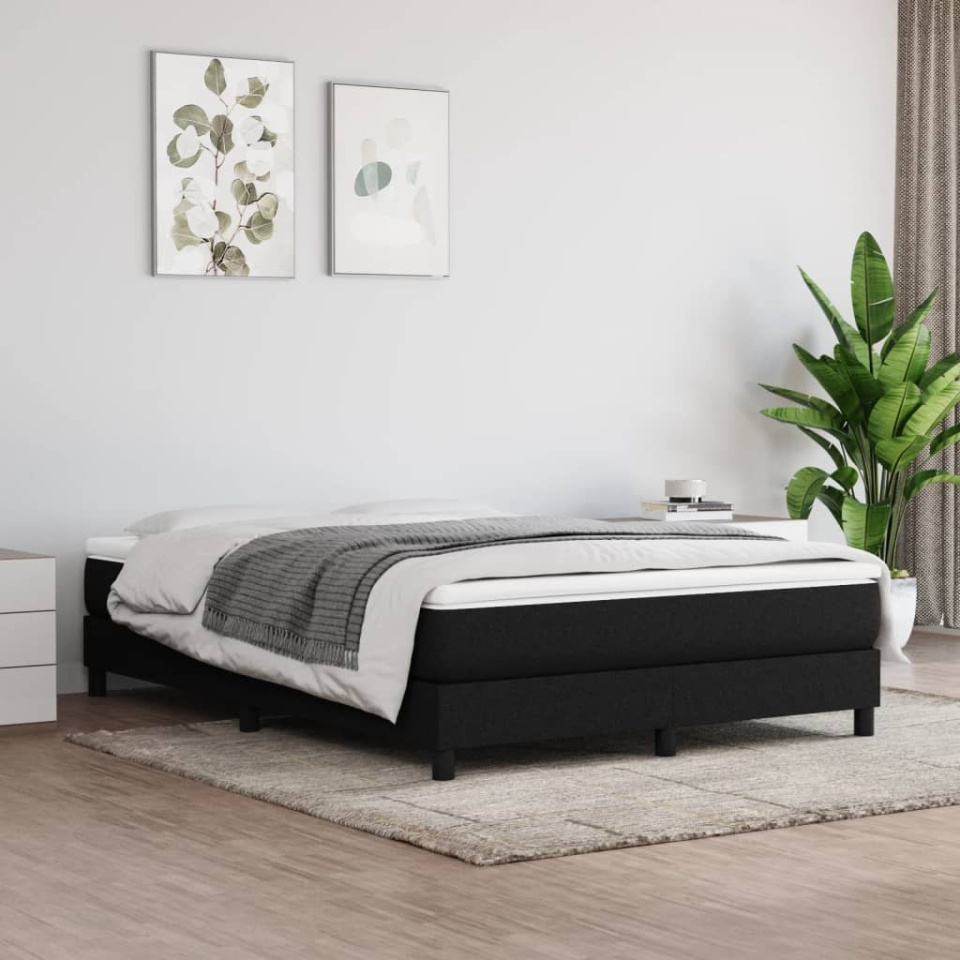 Pat box spring cu saltea, negru, 140x190 cm, textil