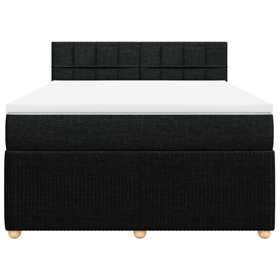 Pat box spring cu saltea, negru, 140x190 cm, textil - 3 | YEO