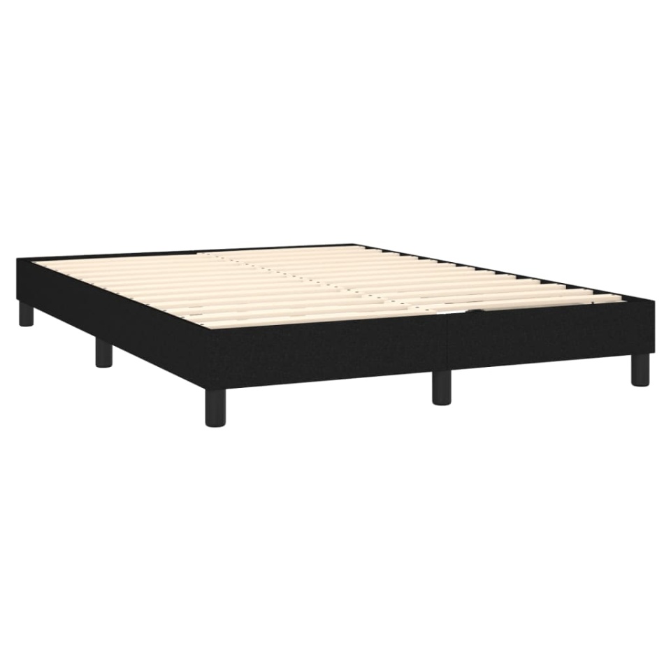 Pat box spring cu saltea, negru, 140x190 cm, textil - 3 | YEO