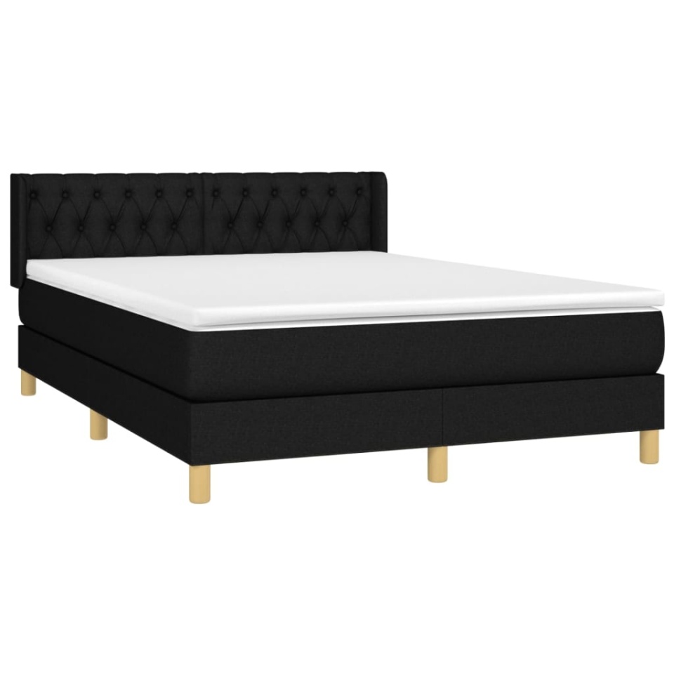 Pat box spring cu saltea, negru, 140x190 cm, textil - 2 | YEO