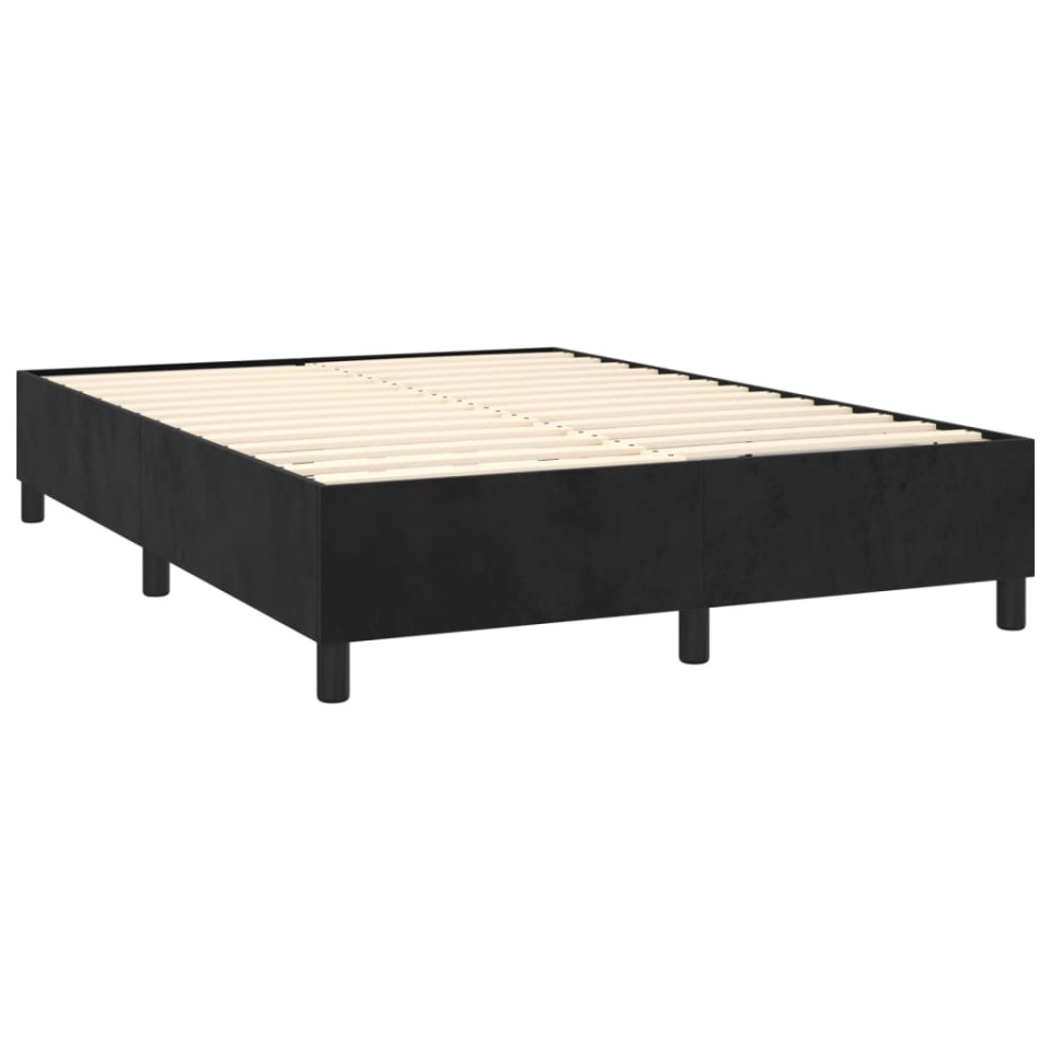 Pat box spring cu saltea, negru, 140x200 cm, catifea - 3 | YEO