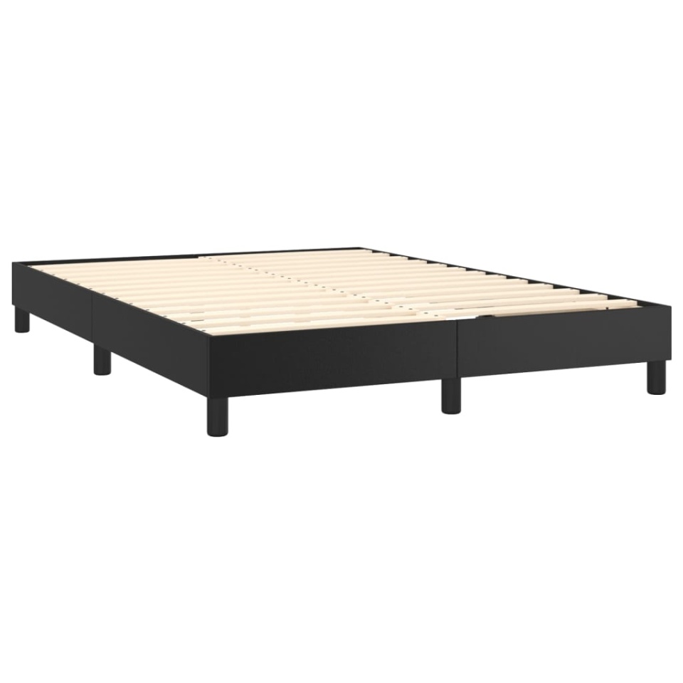 Pat box spring cu saltea, negru, 140x200 cm, piele ecologică - 3 | YEO