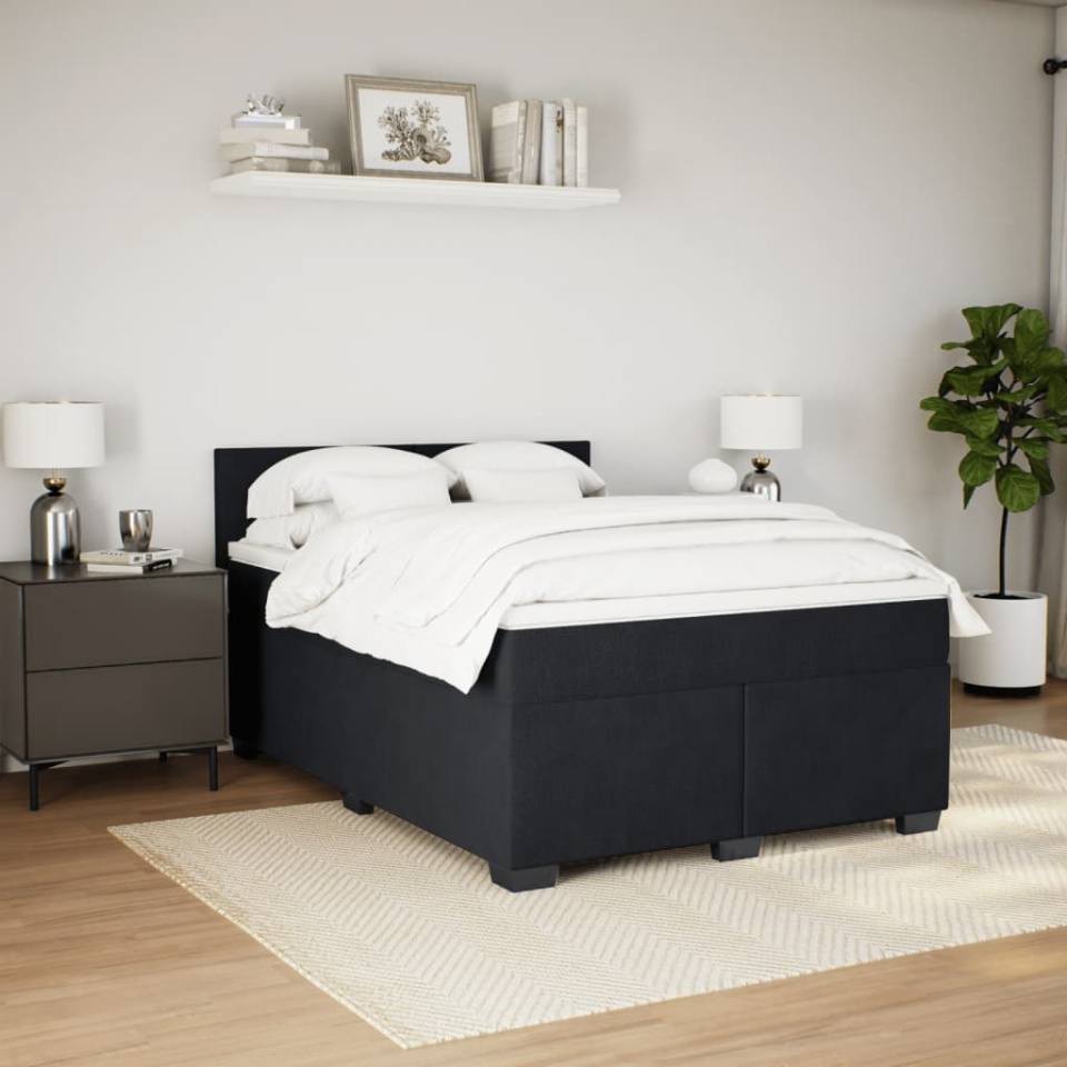 Pat box spring cu saltea, negru, 160x200 cm, catifea - 2 | YEO